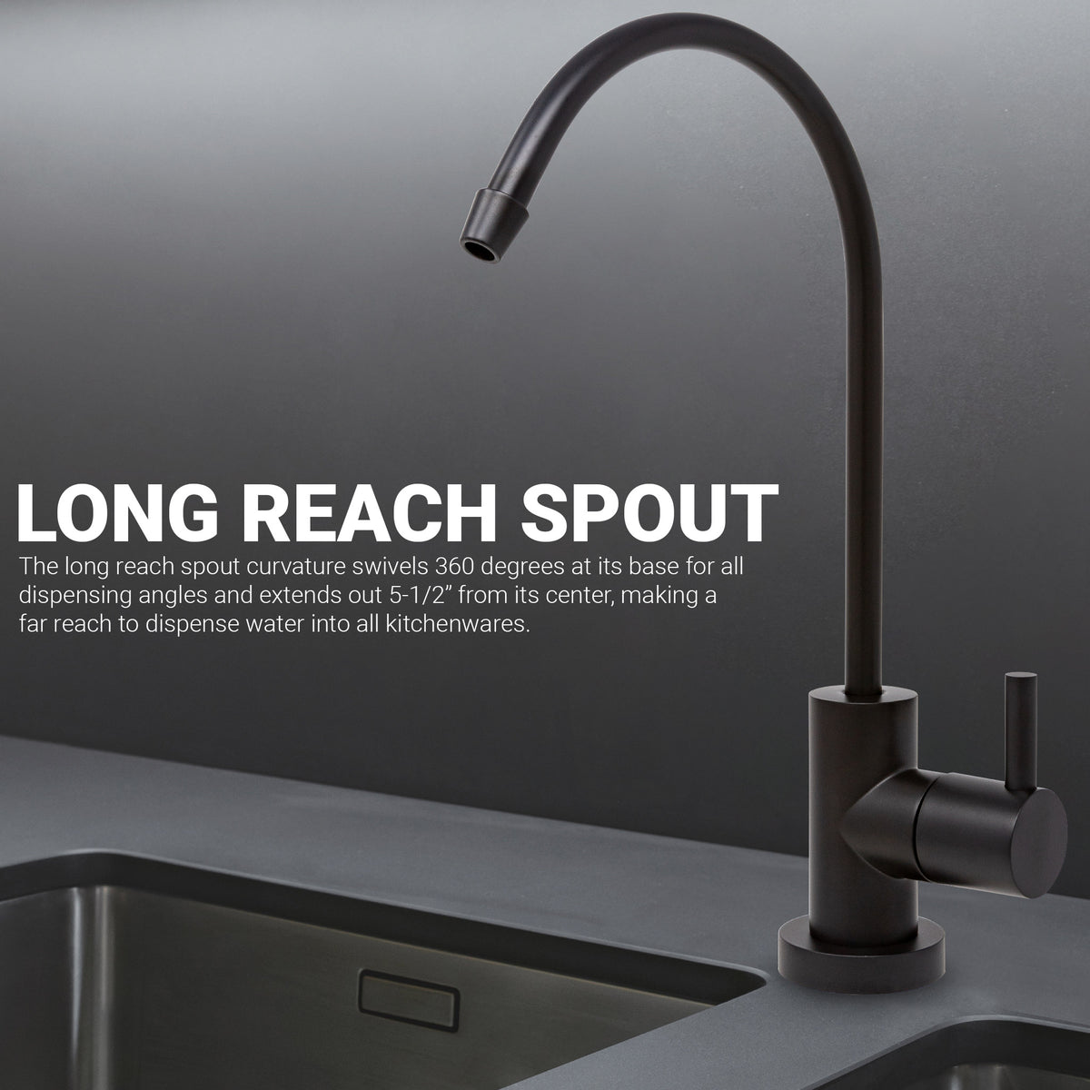 Metpure Small Euro Style Non-Air Gap RO Faucet Kit with Wrench & 1/4 inch + 3/8 inch OD Adapters, NSF - view 37