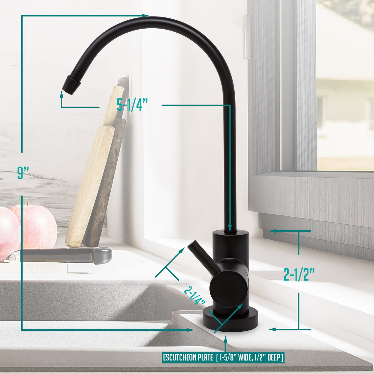Metpure Small Euro Style Non-Air Gap RO Faucet Kit with Wrench & 1/4 inch + 3/8 inch OD Adapters, NSF - view 36