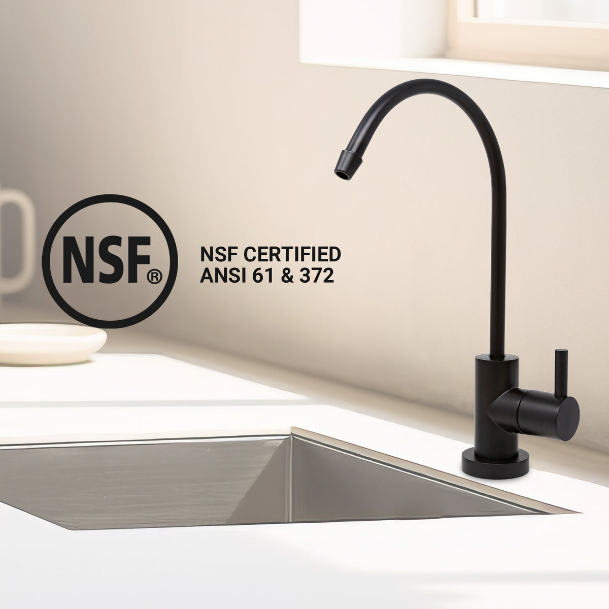 Metpure Small Euro Style Non-Air Gap RO Faucet Kit with Wrench & 1/4 inch + 3/8 inch OD Adapters, NSF - view 38
