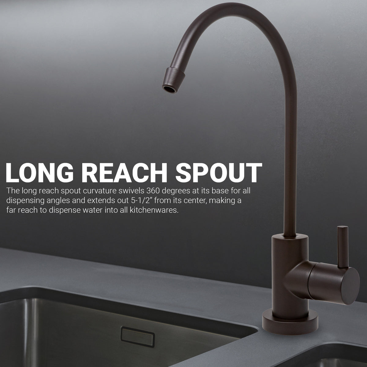 Metpure Small Euro Style Non-Air Gap RO Faucet Kit with Wrench & 1/4 inch + 3/8 inch OD Adapters, NSF - view 43