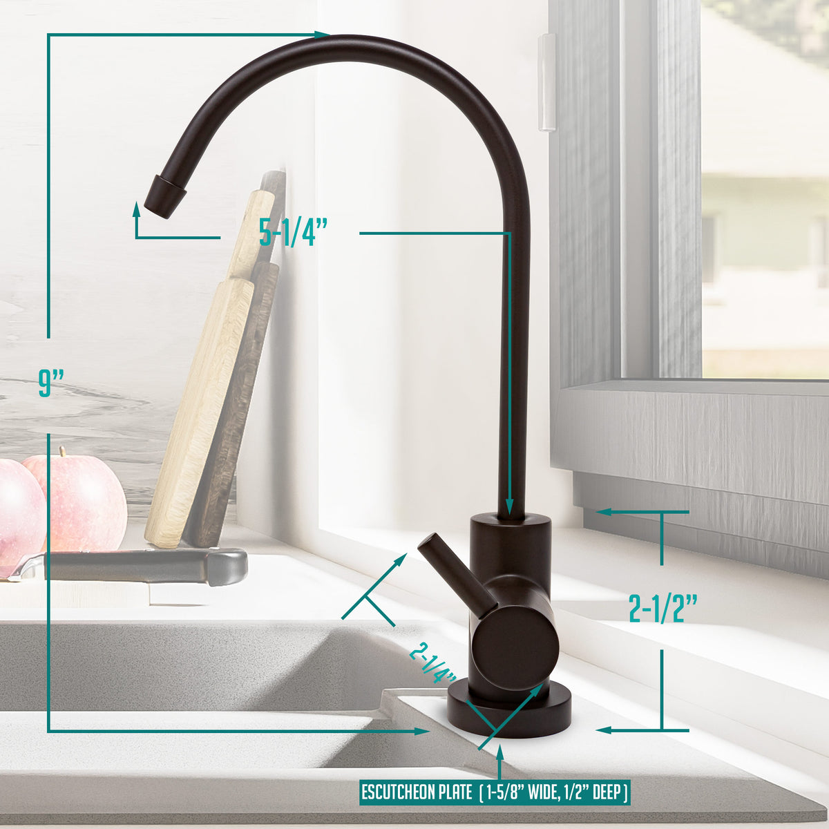 Metpure Small Euro Style Non-Air Gap RO Faucet Kit with Wrench & 1/4 inch + 3/8 inch OD Adapters, NSF - view 42