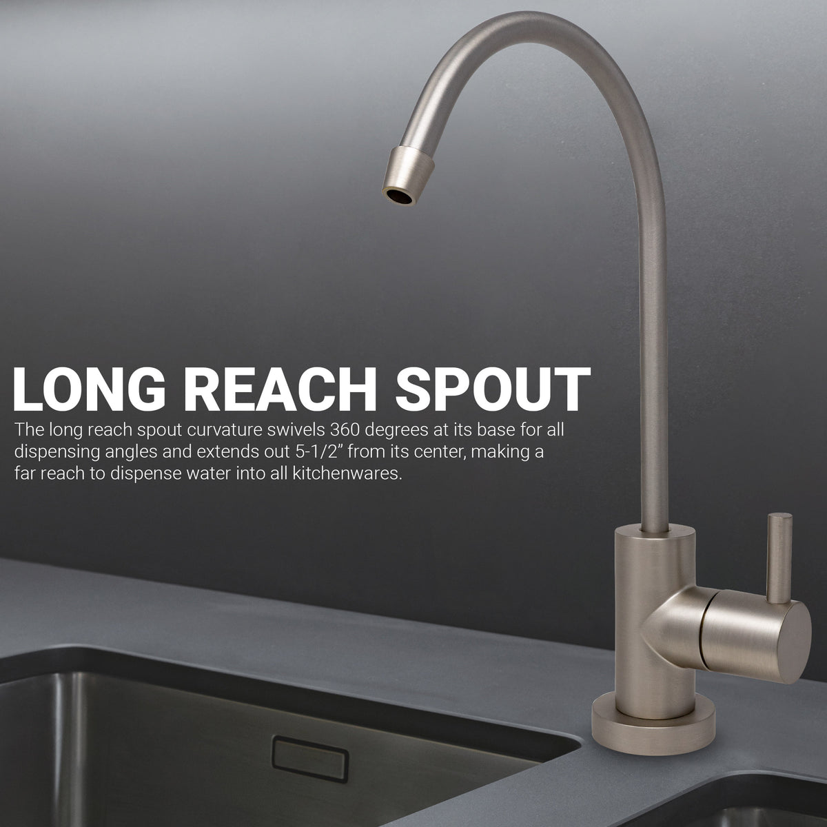 Metpure Small Euro Style Non-Air Gap RO Faucet Kit with Wrench & 1/4 inch + 3/8 inch OD Adapters, NSF - view 47