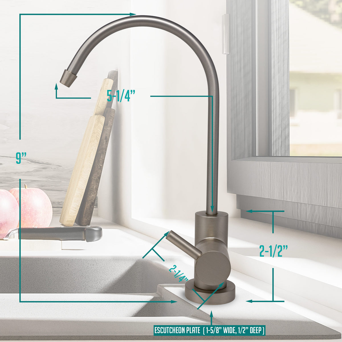 Metpure Small Euro Style Non-Air Gap RO Faucet Kit with Wrench & 1/4 inch + 3/8 inch OD Adapters, NSF - view 48