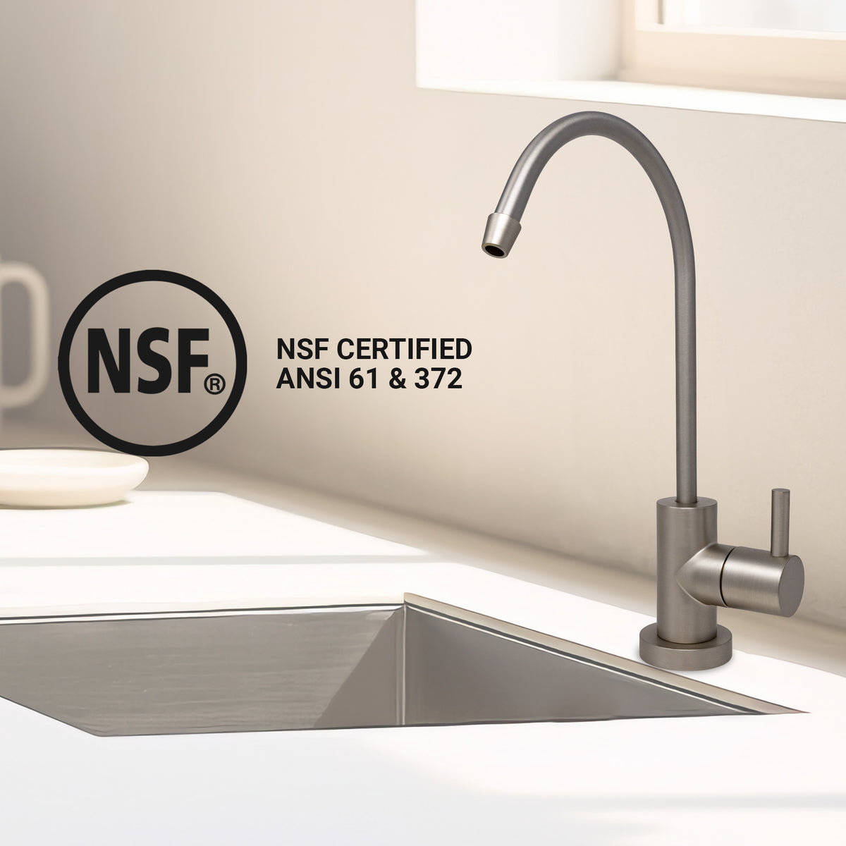 Metpure Small Euro Style Non-Air Gap RO Faucet Kit with Wrench & 1/4 inch + 3/8 inch OD Adapters, NSF - view 49