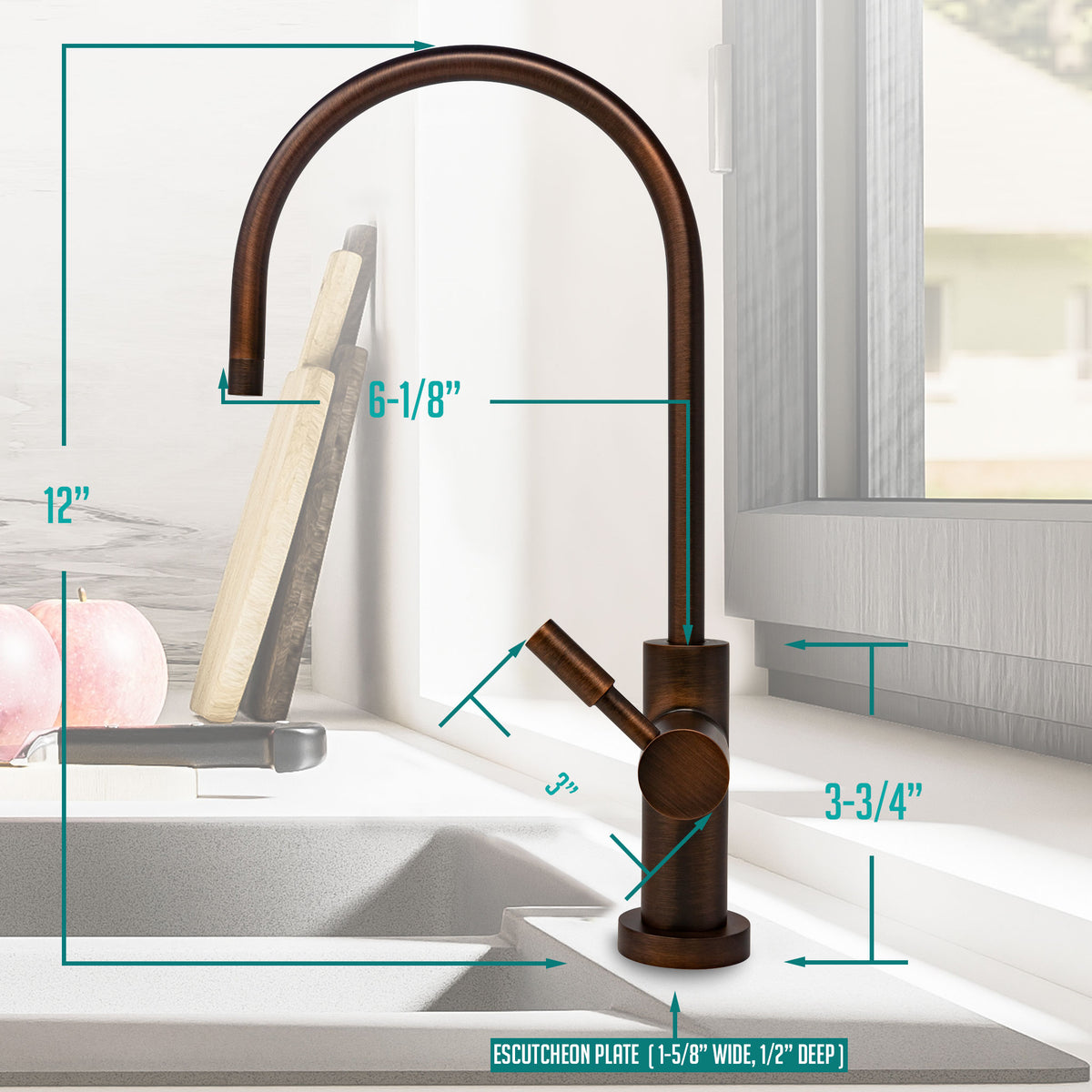 Metpure large euro style non-air gap reverse osmosis faucet kit with faucet wrench and adapters