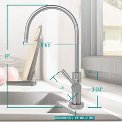 Metpure large euro style non-air gap reverse osmosis faucet kit with faucet wrench and adapters