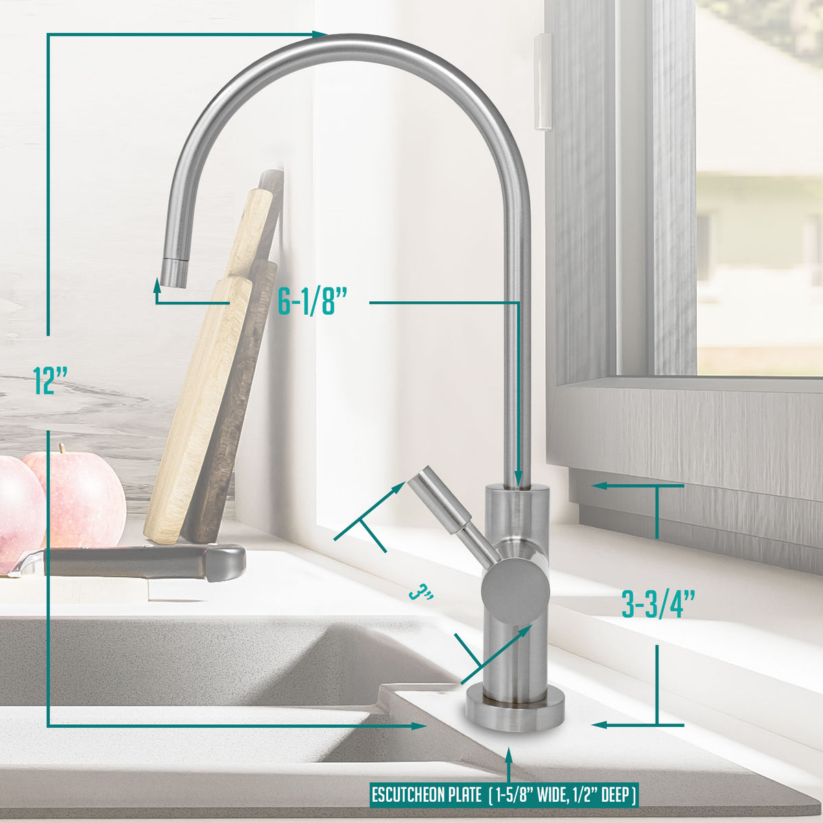 Metpure large euro style non-air gap reverse osmosis faucet kit with faucet wrench and adapters
