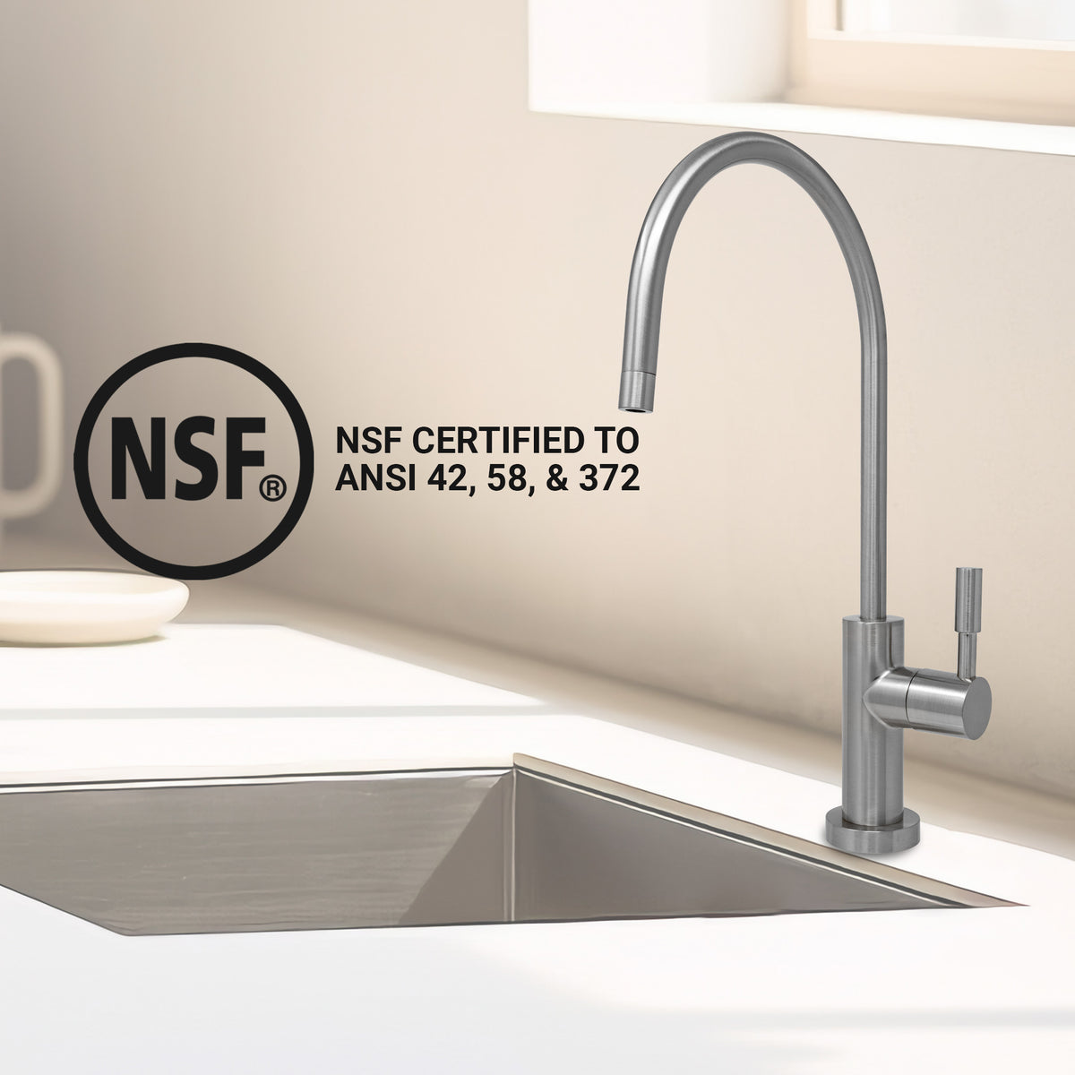 Metpure large euro style non-air gap reverse osmosis faucet kit with faucet wrench and adapters