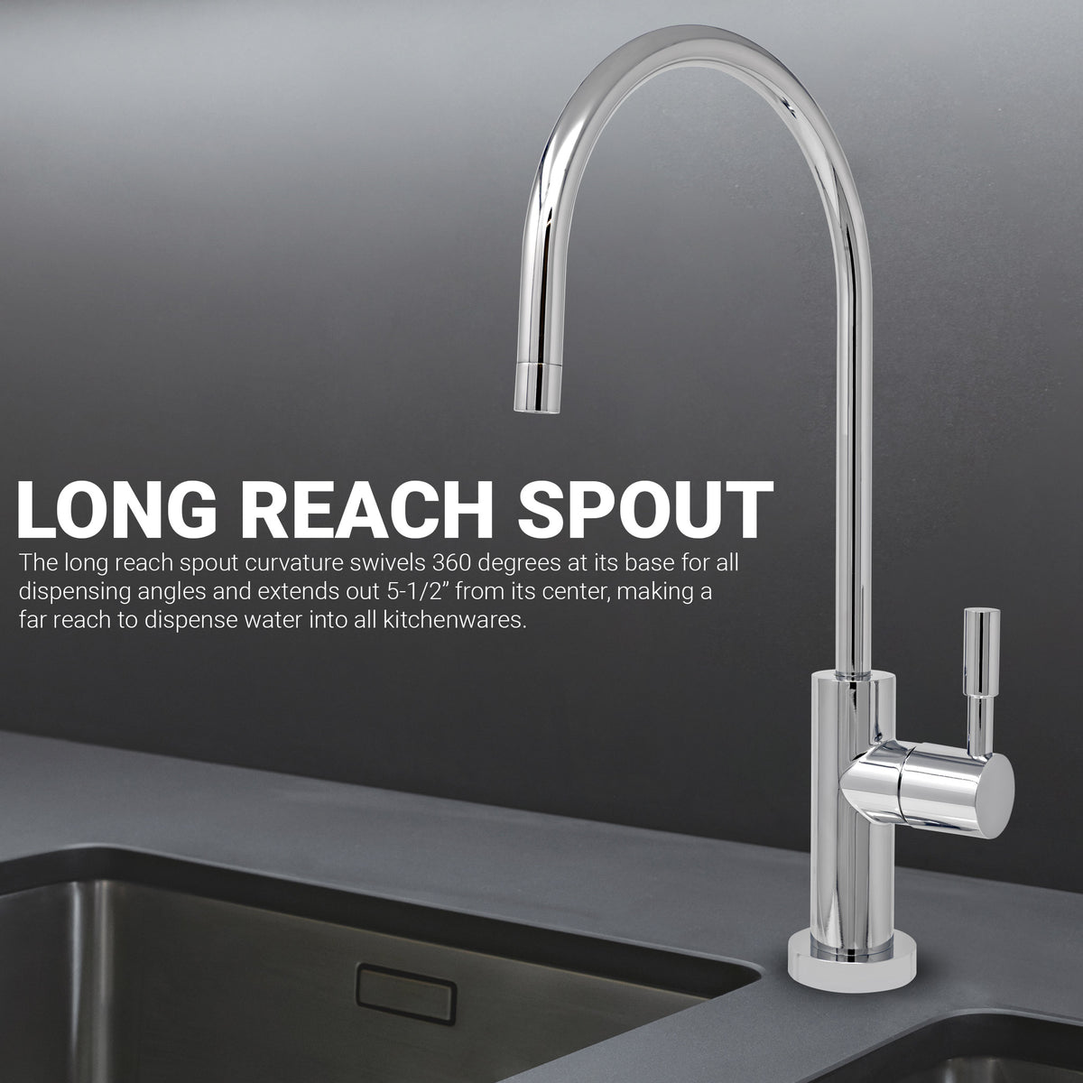 Metpure large euro style non-air gap reverse osmosis faucet kit with faucet wrench and adapters