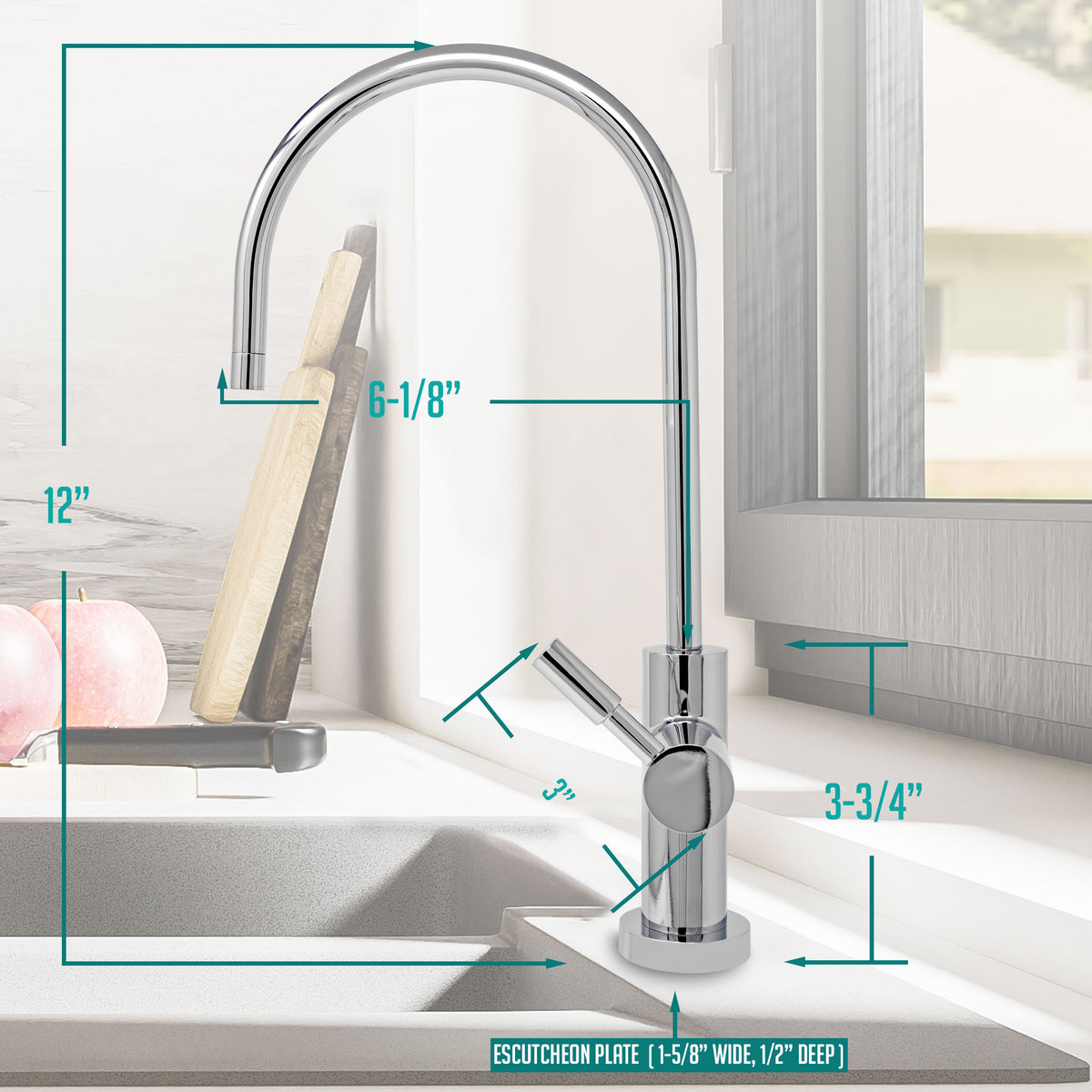 Metpure large euro style non-air gap reverse osmosis faucet kit with faucet wrench and adapters