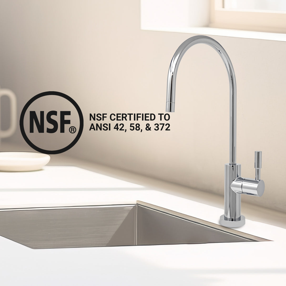 Metpure Large Euro Style Non-Air Gap RO Faucet Kit with Wrench & 1/4 inch + 3/8 inch OD Adapters, NSF - view 32