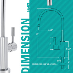 Metpure large euro style non-air gap reverse osmosis faucet kit with faucet wrench and adapters