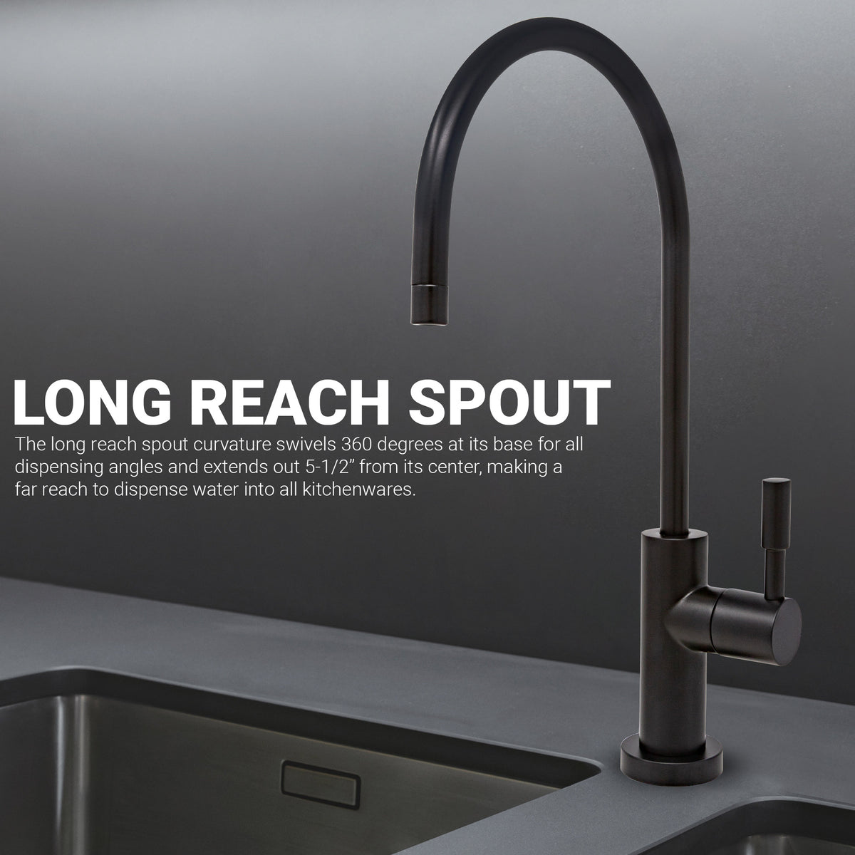 Metpure Large Euro Style Non-Air Gap RO Faucet Kit with Wrench & 1/4 inch + 3/8 inch OD Adapters, NSF - view 35