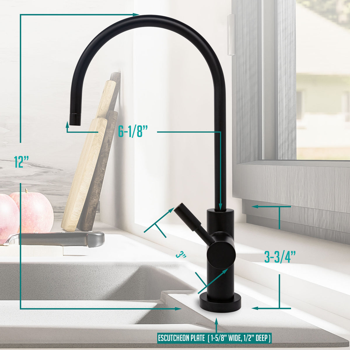 Metpure Large Euro Style Non-Air Gap RO Faucet Kit with Wrench & 1/4 inch + 3/8 inch OD Adapters, NSF - view 36