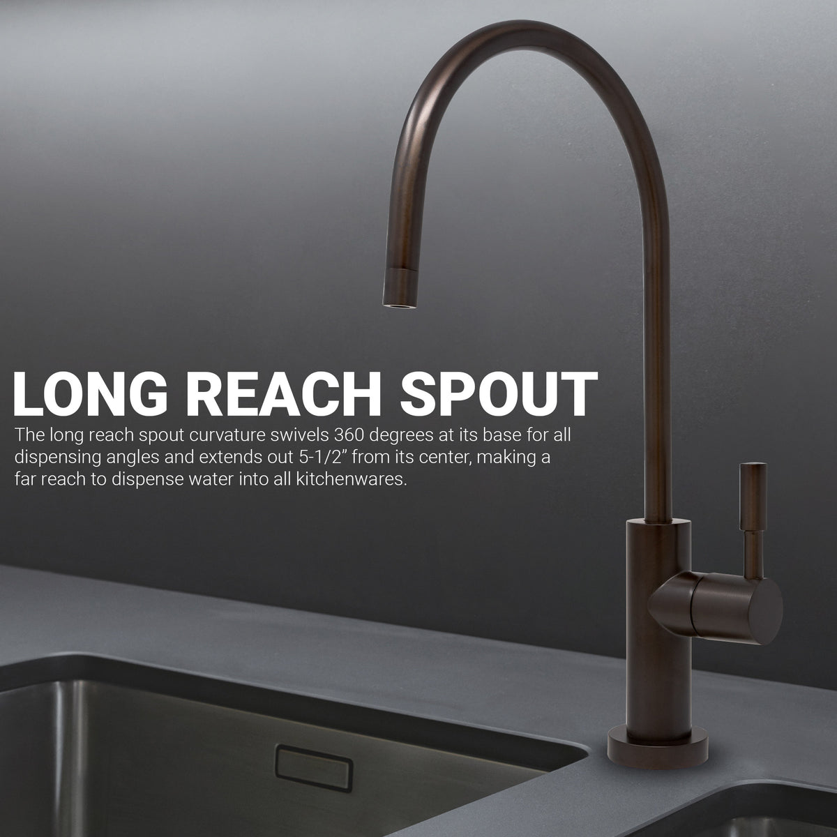 Metpure Large Euro Style Non-Air Gap RO Faucet Kit with Wrench & 1/4 inch + 3/8 inch OD Adapters, NSF - view 41