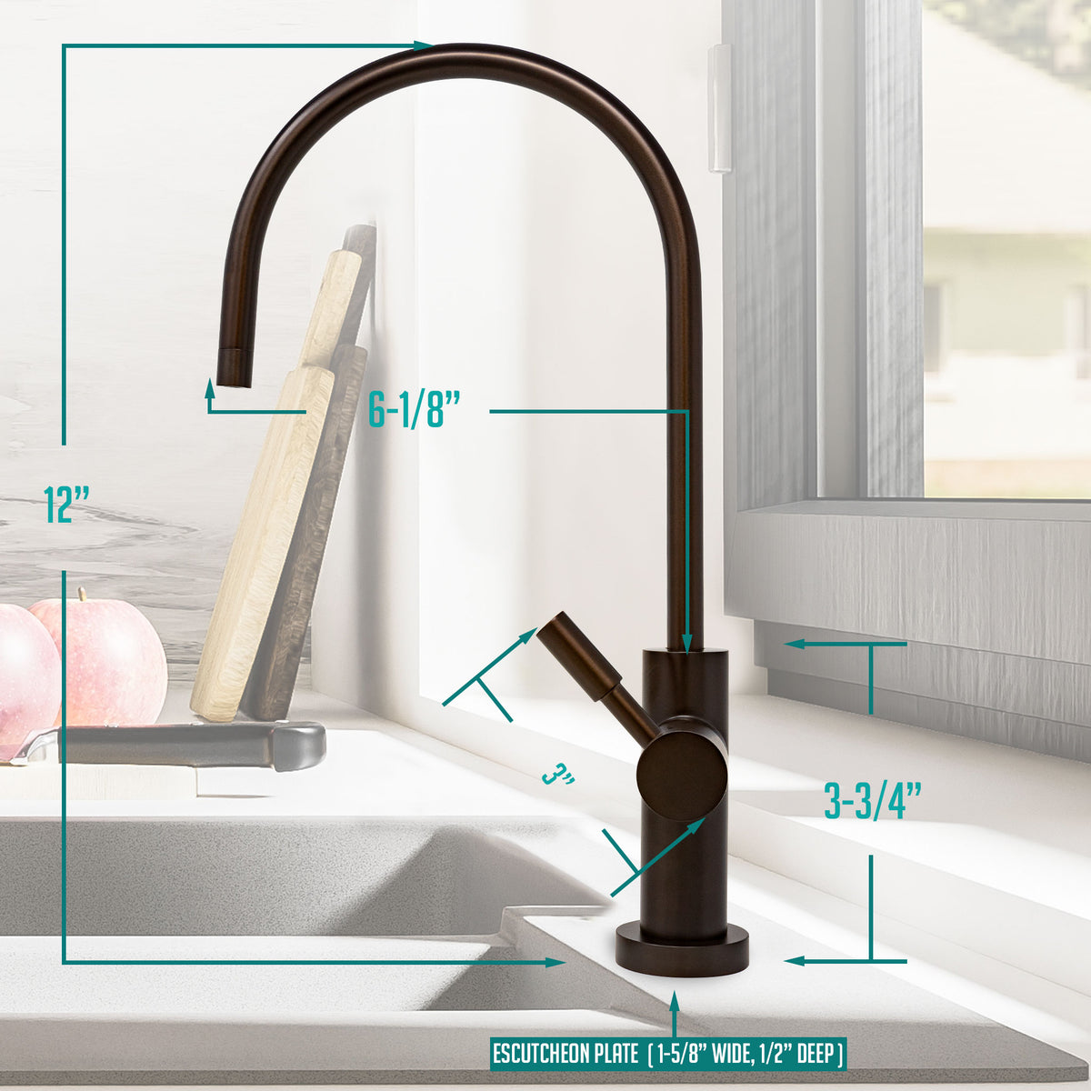 Metpure Large Euro Style Non-Air Gap RO Faucet Kit with Wrench & 1/4 inch + 3/8 inch OD Adapters, NSF - view 42