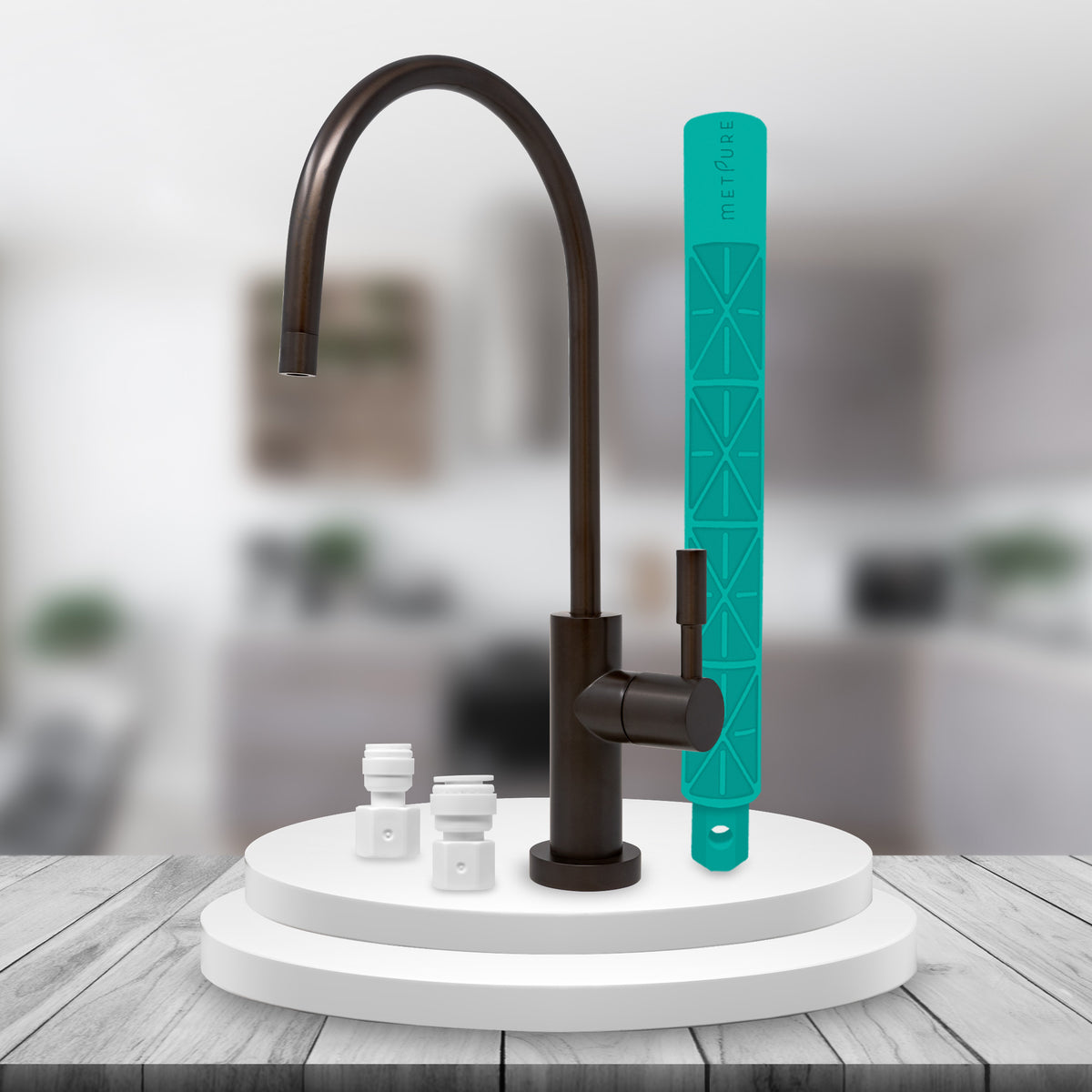 Metpure Large Euro Style Non-Air Gap RO Faucet Kit with Wrench & 1/4 inch + 3/8 inch OD Adapters, NSF - view 57
