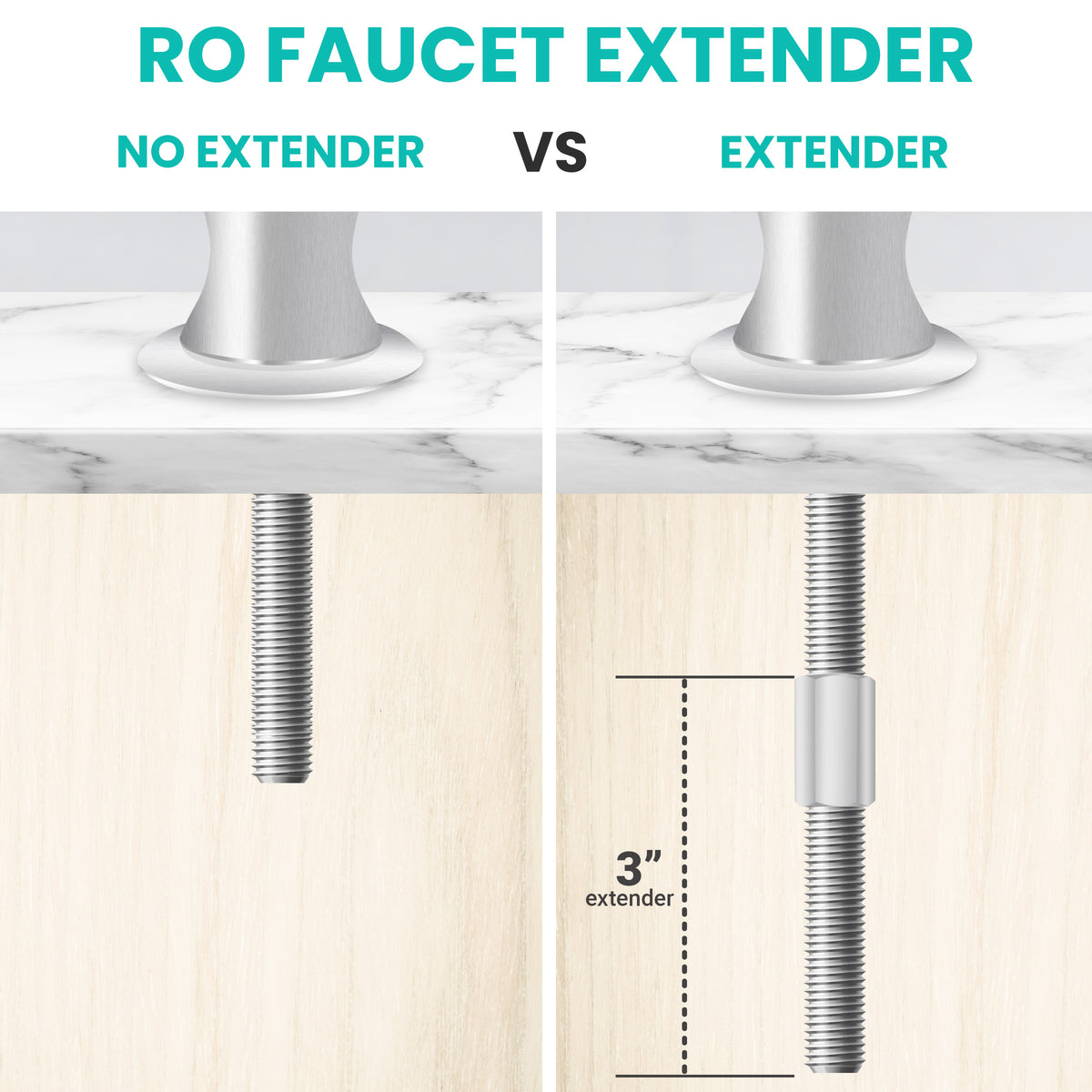 RO Faucet Universal 3 inch Extender for 7/16 inch Shank - view 9