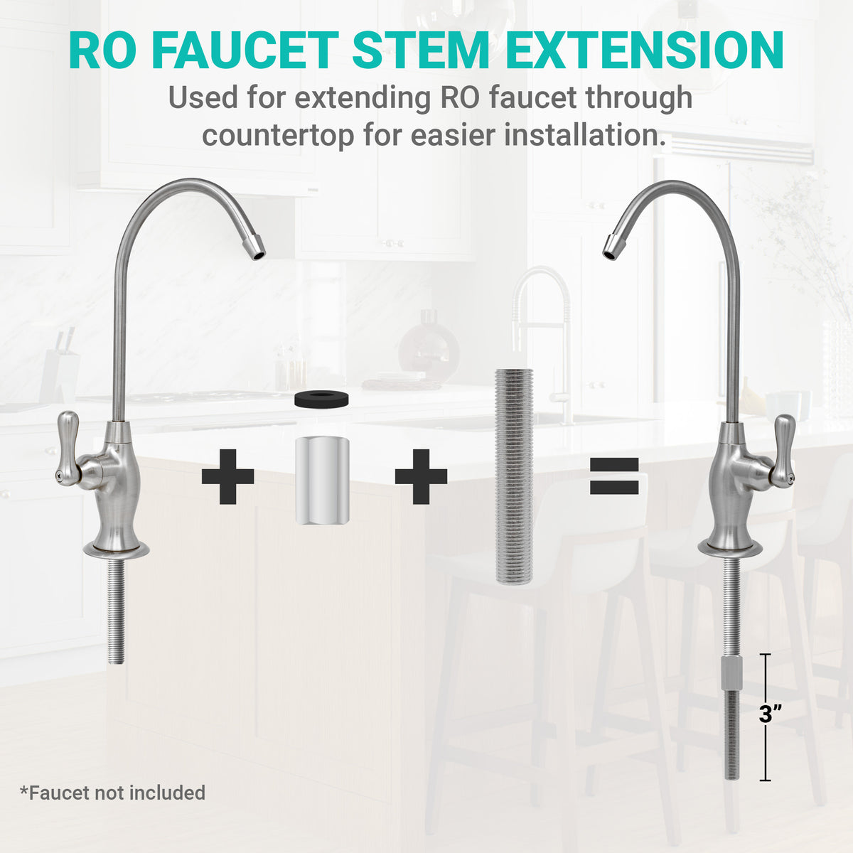 RO Faucet Universal 3 inch Extender for 7/16 inch Shank - view 10