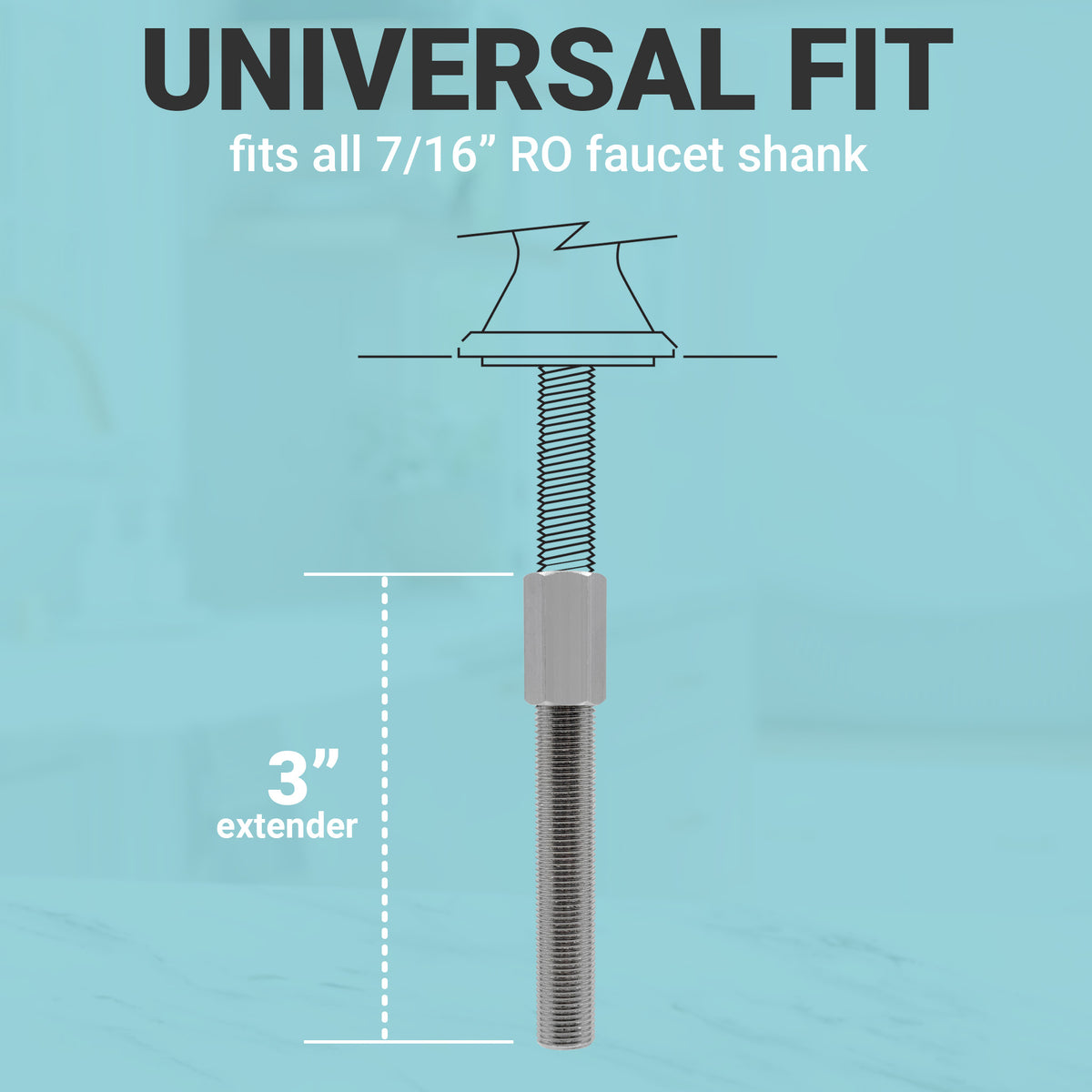 RO Faucet Universal 3 inch Extender for 7/16 inch Shank - view 12