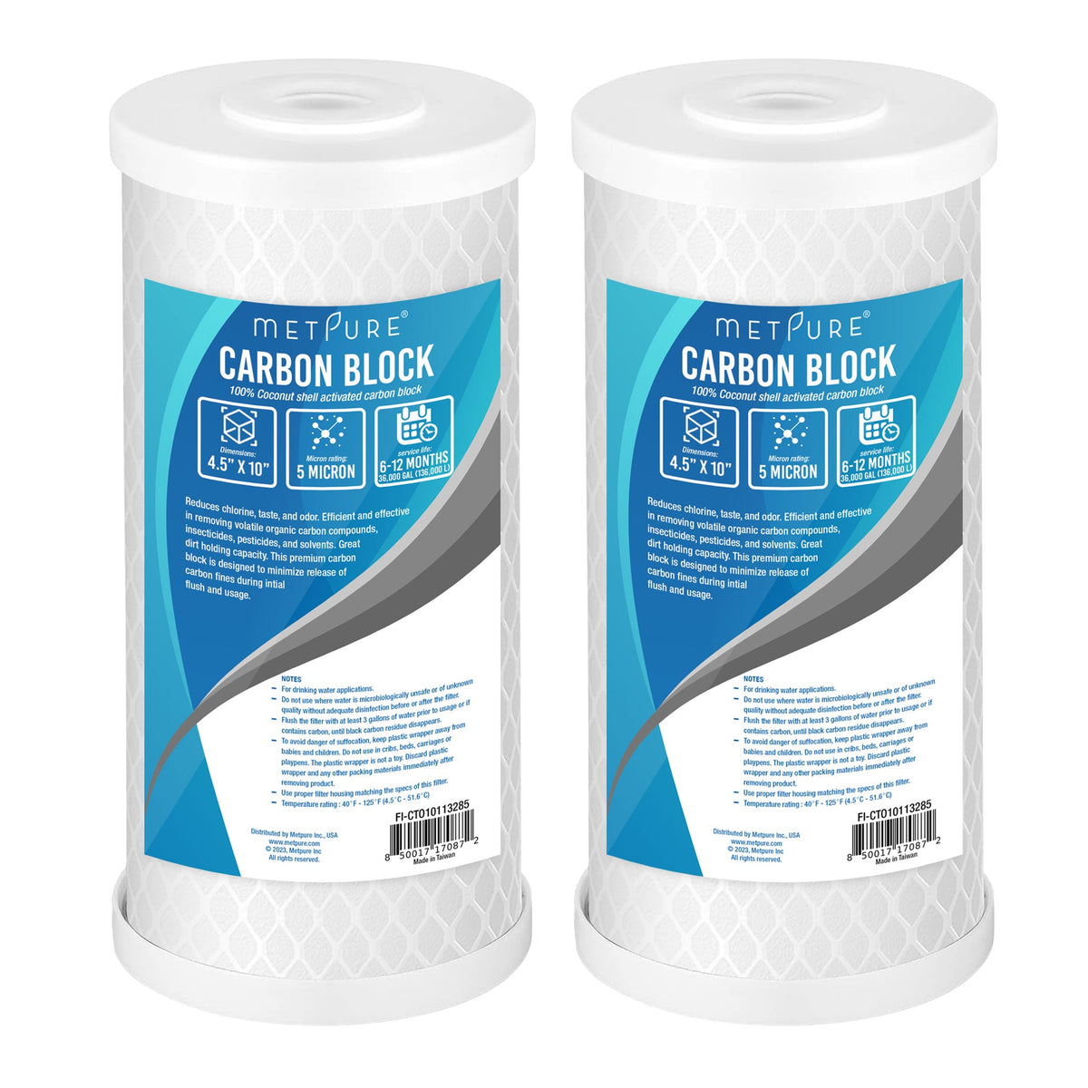 Metpure 10 x 4.5 inch coconut shell carbon block CTO water filter cartridge