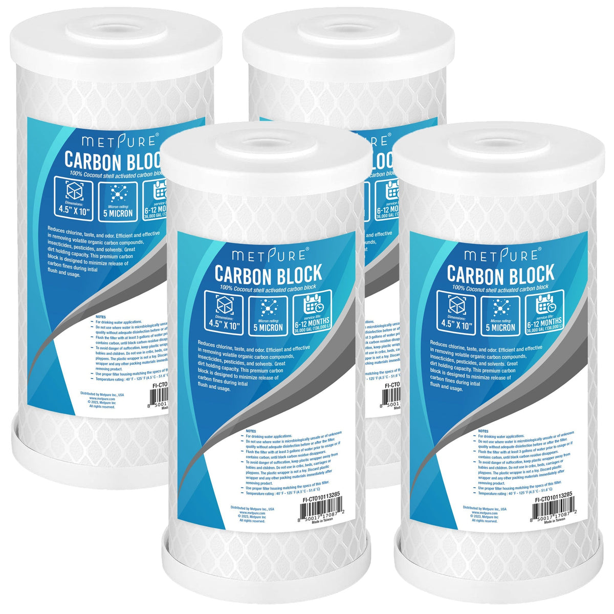 Metpure 10 x 4.5 inch coconut shell carbon block CTO water filter cartridge