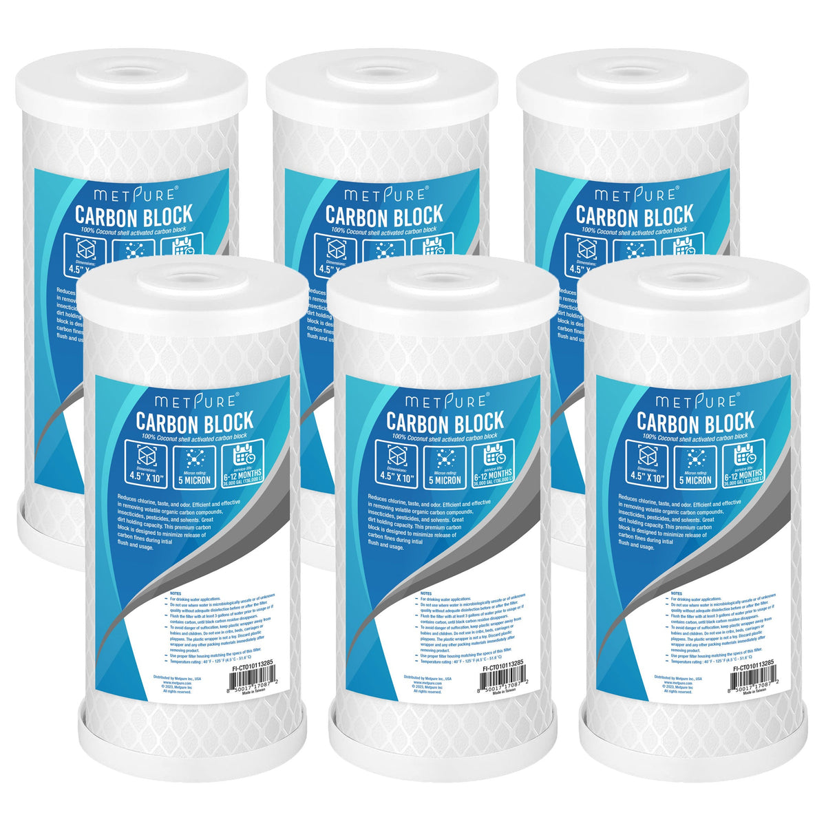 Metpure 10 x 4.5 inch coconut shell carbon block CTO water filter cartridge