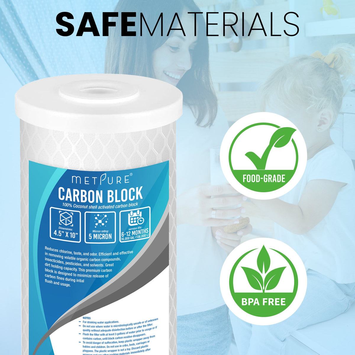 Metpure 10 x 4.5 inch coconut shell carbon block CTO water filter cartridge