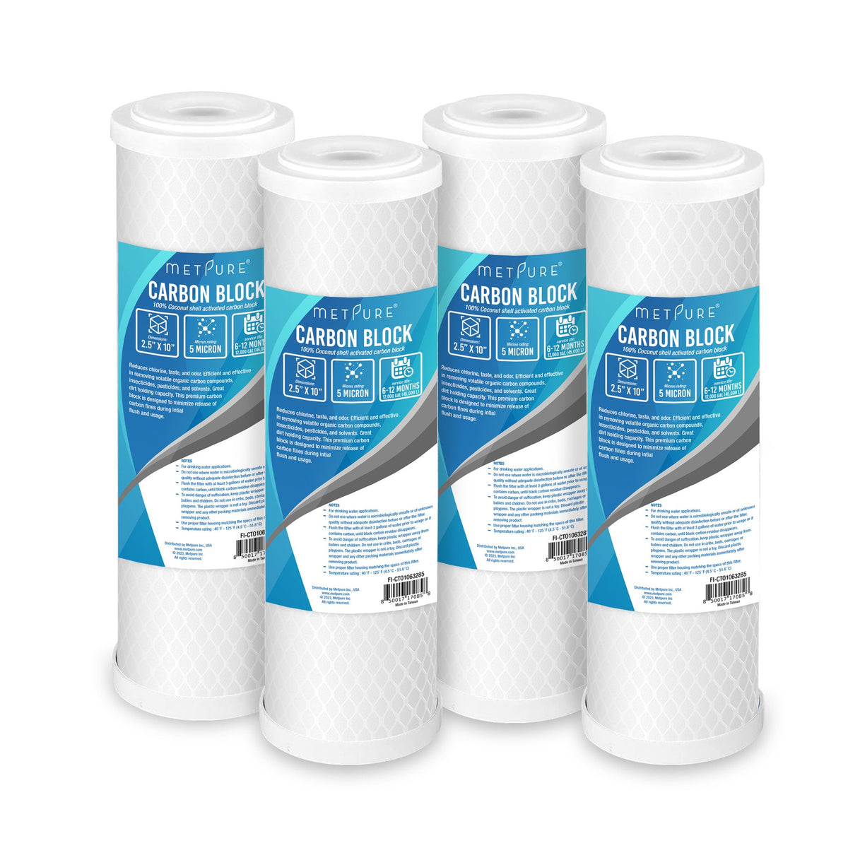 10 x 2.5 inch coconut shell carbon block CTO water filter, 5 micron