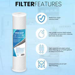 Metpure 20 x 4.5 inch coconut shell carbon block CTO water filter cartridge