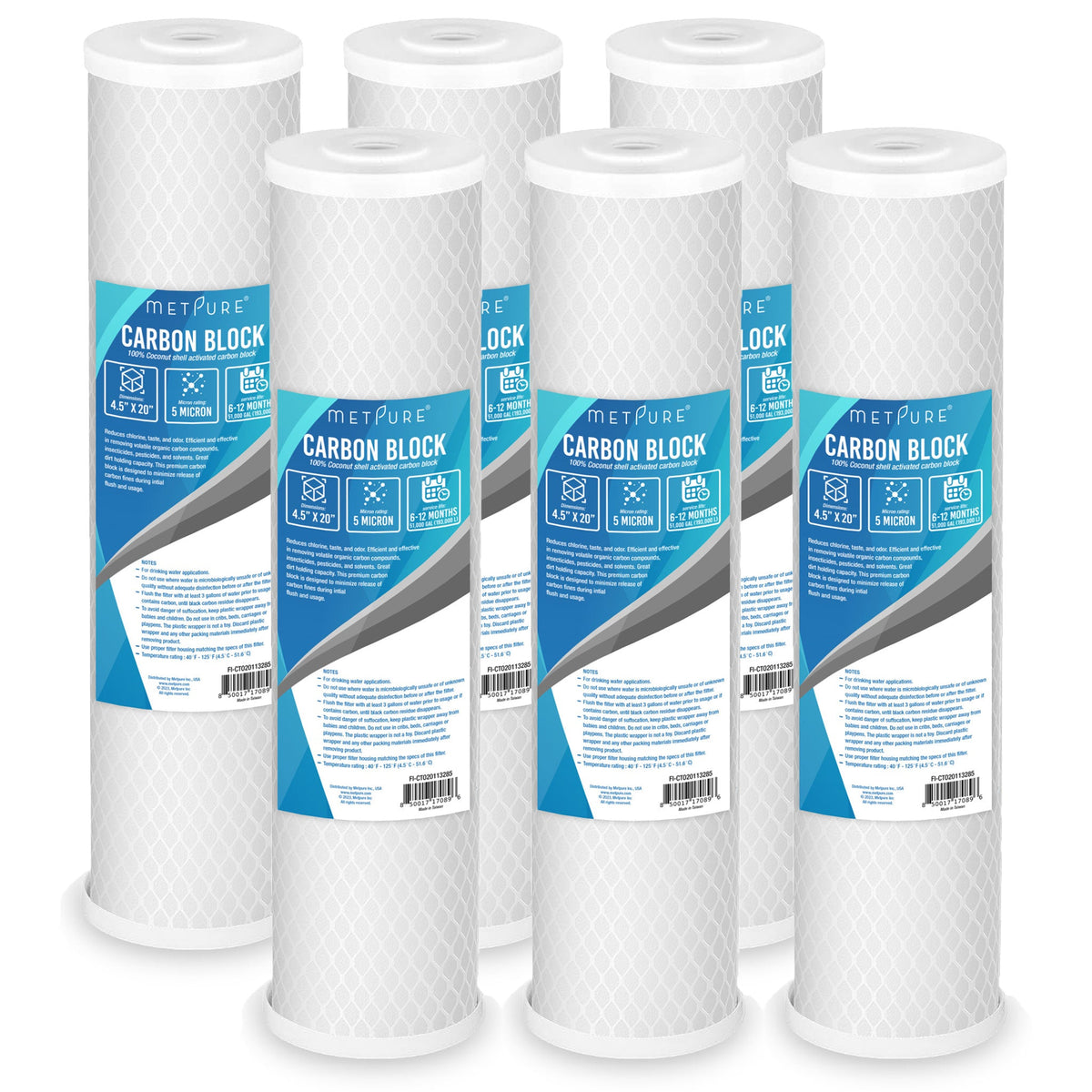 Metpure 20 x 4.5 inch coconut shell carbon block CTO water filter cartridge