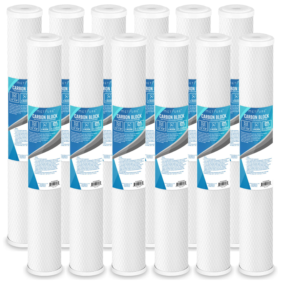 Metpure 20 x 2.5 inch coconut shell carbon block CTO water filter cartridge