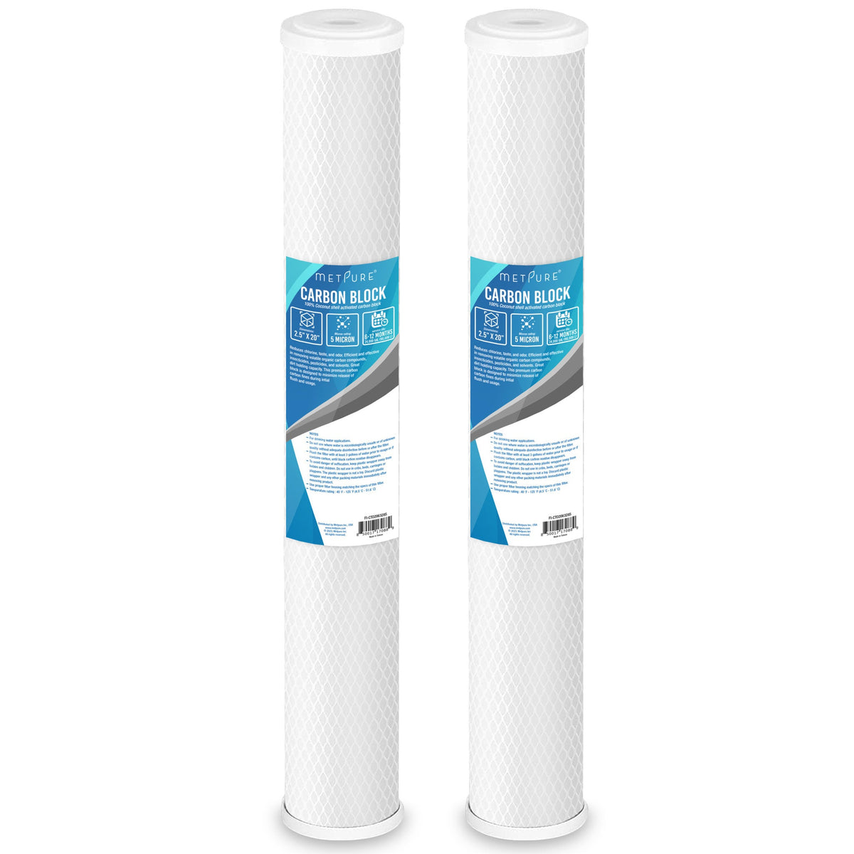 Metpure 20 x 2.5 inch coconut shell carbon block CTO water filter cartridge