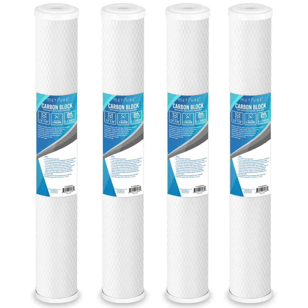 Metpure 20 x 2.5 inch coconut shell carbon block CTO water filter cartridge