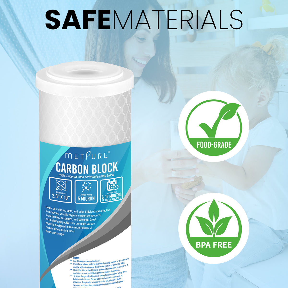 Metpure 20 x 2.5 inch coconut shell carbon block CTO water filter cartridge