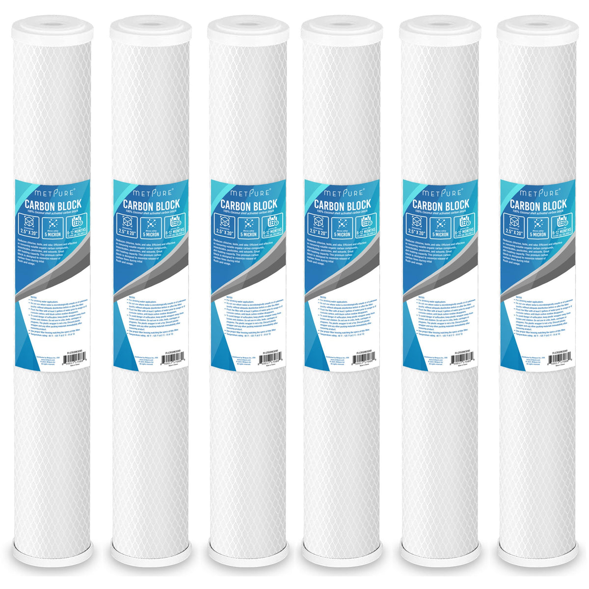 Metpure 20 x 2.5 inch coconut shell carbon block CTO water filter cartridge