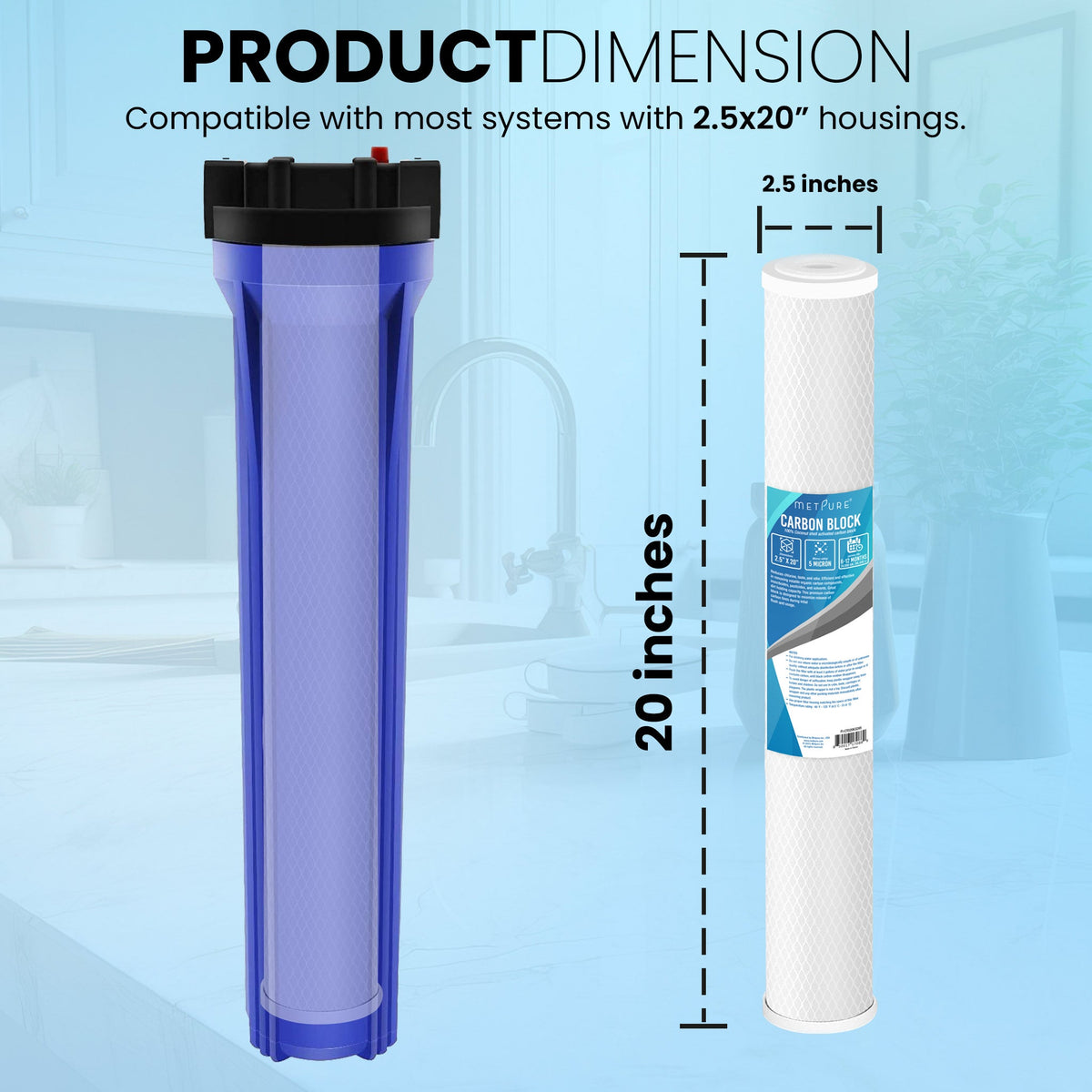 Metpure 20 x 2.5 inch coconut shell carbon block CTO water filter cartridge