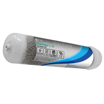 Metpure Elements Inline Antioxidant Alkaline Water Filter 11" x 2.5" with 1/4" Quick Connects Replacement or Add-on for pH Balance and Restore Minerals in Reverse Osmosis RO System