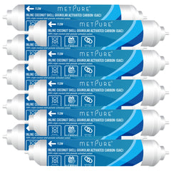 Metpure 2 x 10 inch inline coconut carbon GAC water filter with 3/8 inch OD quick connect ends
