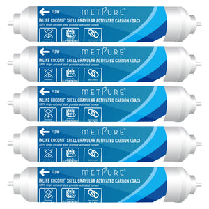 HPF 5 Micron 10 x 2 Inline Coconut Shell Activated Carbon Water Filter Cartridge with ¼ Push-In Connectors HPF 5 Micron 10 x 2 Inline Coconut Shell Activated Carbon Water Filter Cartridge with ¼ Push-In Connectors