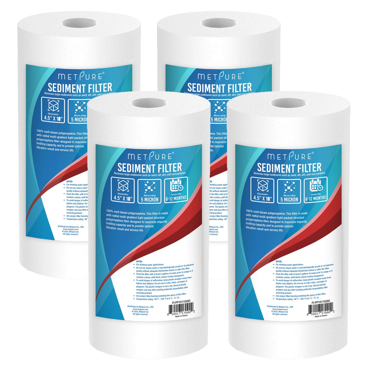 Metpure 20 x 4.5 inch 5 micron polypropylene sediment water filter cartridge