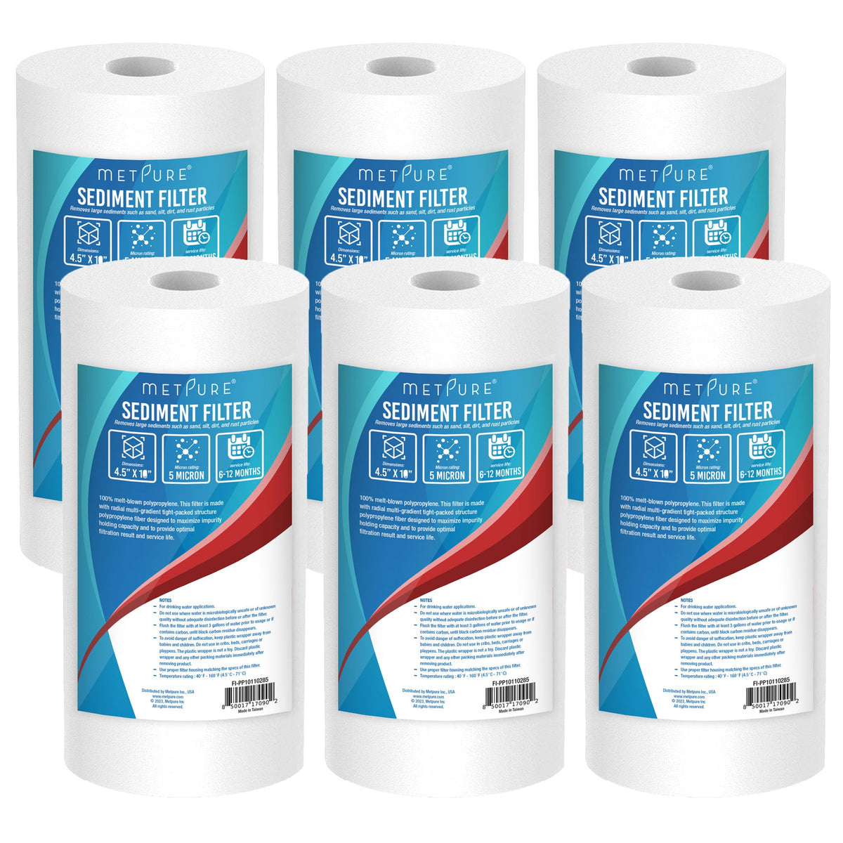 Metpure 10 x 4.5 inch 5 micron polypropylene sediment water filter cartridge
