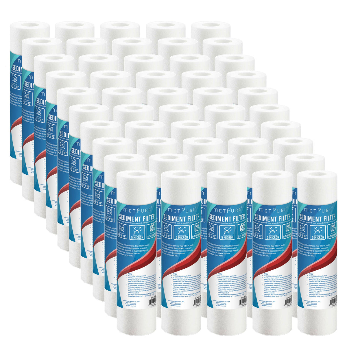 Metpure 10 x 2.5 inch 5 micron polypropylene sediment water filter cartridge