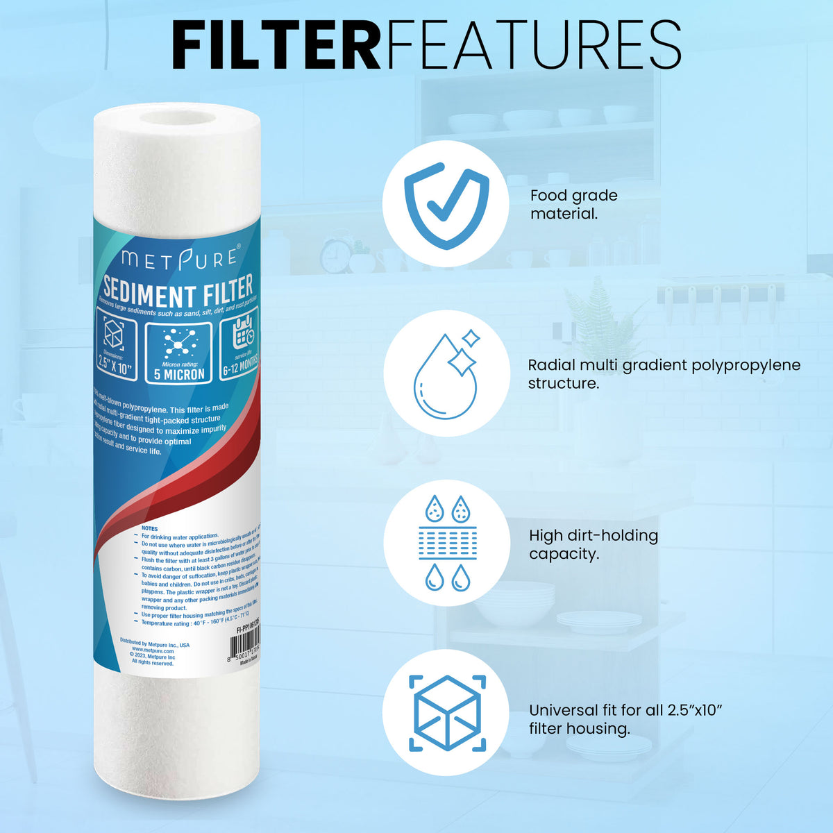 3 pack of 10 x 2.5 inch RO pre-filters: 2 carbon block and 1 polypropylene sediment filter