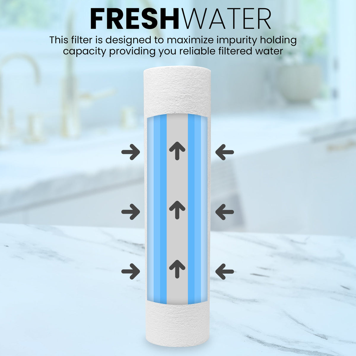 Metpure 10 x 2.5 inch 5 micron polypropylene sediment water filter cartridge