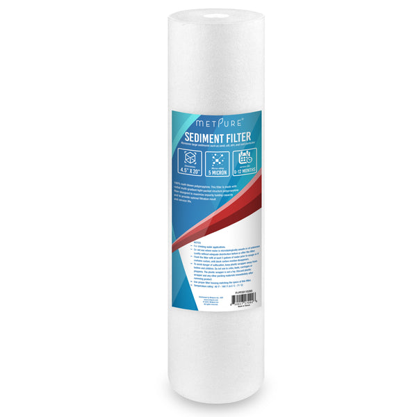 Metpure 20 x 4.5 inch 5 micron polypropylene sediment water filter cartridge
