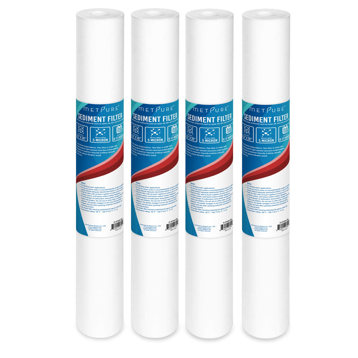 Metpure 20 x 2.5 inch 5 micron polypropylene sediment water filter cartridge