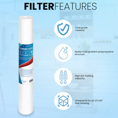 Metpure 20 x 2.5 inch 5 micron polypropylene sediment water filter cartridge