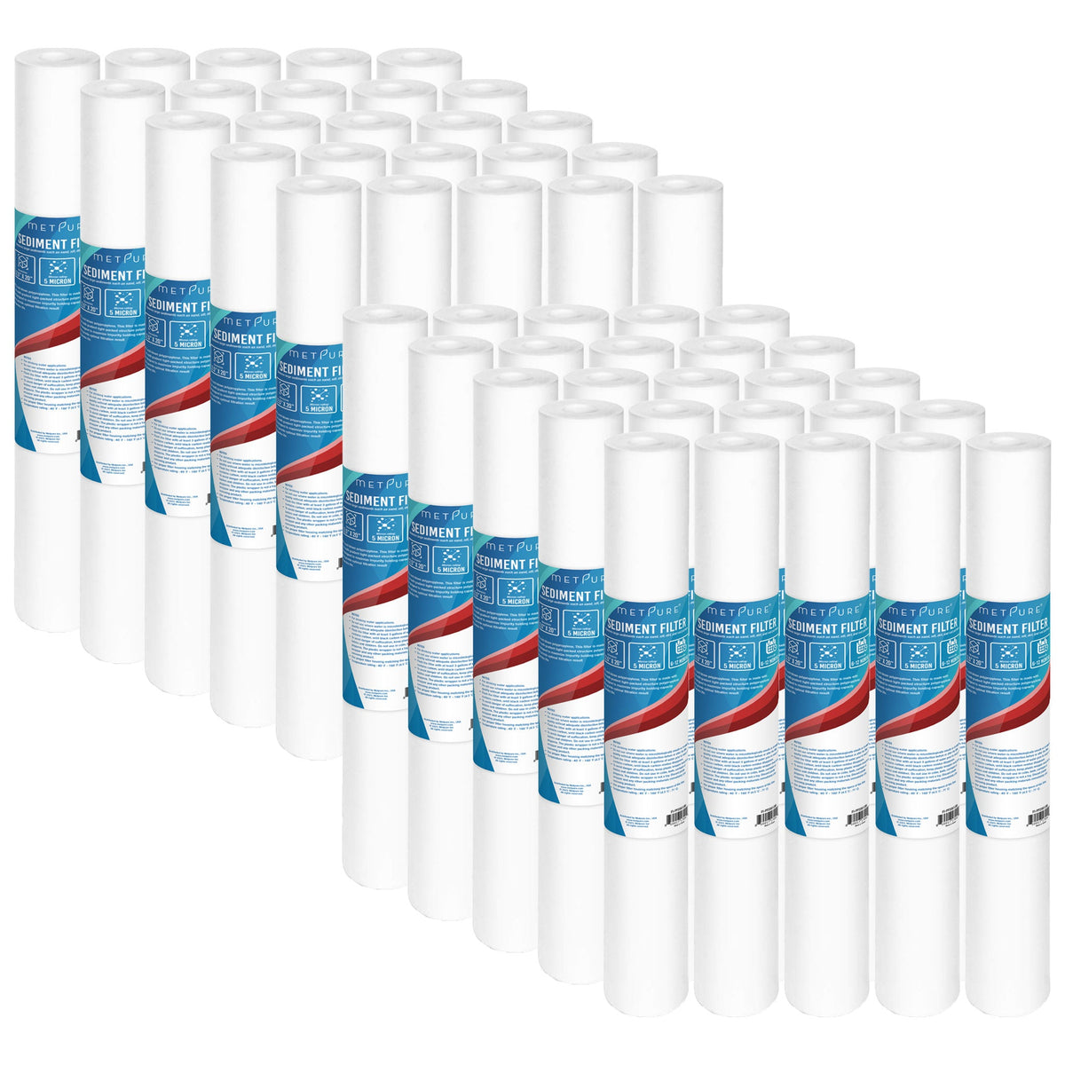 Metpure 20 x 2.5 inch 5 micron polypropylene sediment water filter cartridge