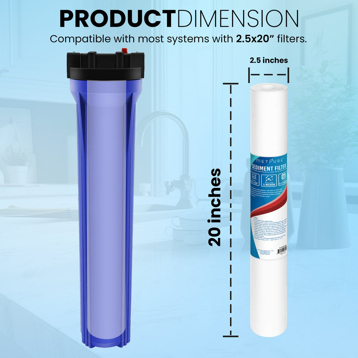 Metpure 20 x 2.5 inch 5 micron polypropylene sediment water filter cartridge